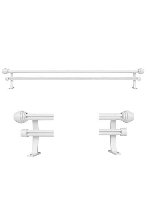 Perdejim Beyaz Alüminyum Çift Raylı Rustik Perde Askısı Rustik Borusu 250 Cm Ak03