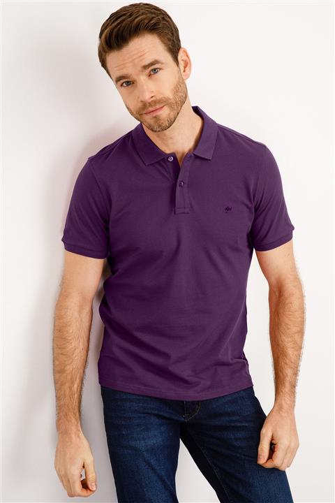 İgs Erkek Mor Modern Fit Polo Yaka T-shirt