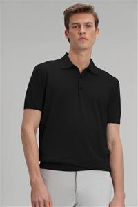 Lufian Palma Pamuk Triko Polo T- Shirt Siyah