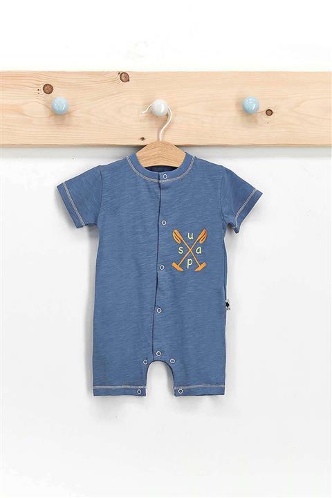 U.S. Polo Assn. U.s. Polo Assn Lisanslı Açık Indigo Erkek Bebek Kısa Kol Tulum