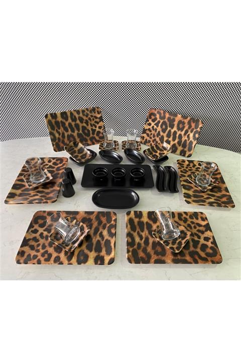 Keramika 33 Parça Siera Leopar Kahvaltı Seti