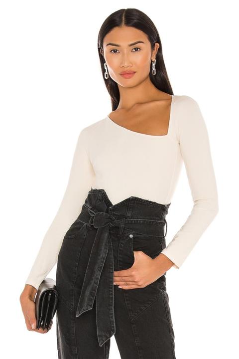 By Kul Design Kadın Kırık Beyaz Asimetrik Kesim Bodysuit