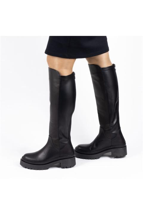 TwoEgoist Kadın Hakiki Deri Geniş Konçlu Streç Çizme