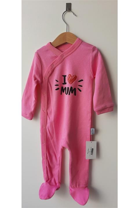 bebeke Kız Bebek Pembe Yazılı Tulum