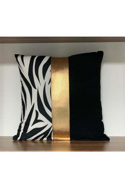 KIRLENTİM Ortada Altın Varak Bant Zebra-düz Siyah-4343