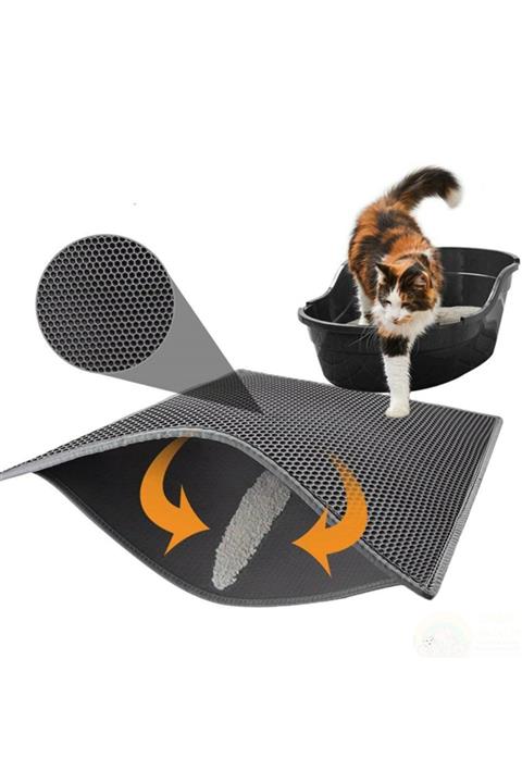 BRCTOPTAN Buffer Kedi Tuvalet Önü Kum Toplayıcı Temizleyici Elekli Gri Paspas