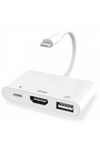 Ally Ipad Iphone Görüntü Aktarma Hdmi Dijital Av Adaptör+ Otg Usb Hub Flash Bellek Kamera Adaptörü