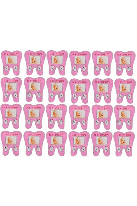 Happyland Pembe Ilk Dişim Foto Magnet Diş Şeklinde Mıknatıslı Ve Ayakta Durabilir Özellikte 8x10 Cm 24 Adet