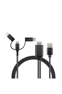 Protonust Hdmi Görüntü Aktarım Tv Kablosu Iphone Typc Samsung Uyumlu 3in 1 Usb Hdtv