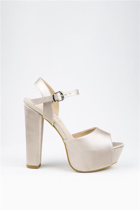 Mepa Ayakkabı Kadın Bej Topuklu Abiye Ayakkabı