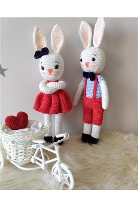MiniOrganik Amigurumi Tavşan Set 35 Cm. Organik Oyuncak