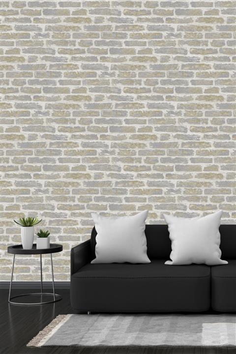 İnci Concept Gri-Kahve Tuğla Desen Duvar Kağıdı 5 m² 5646