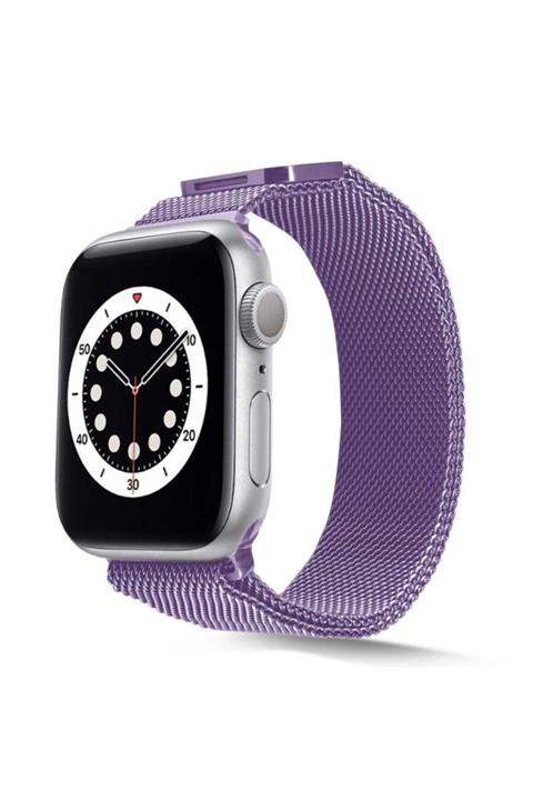 Apple Watch 38 Mm Uyumlu Hasır Metal Kordon Kayış Kılıf No22 Renk + Popsocket