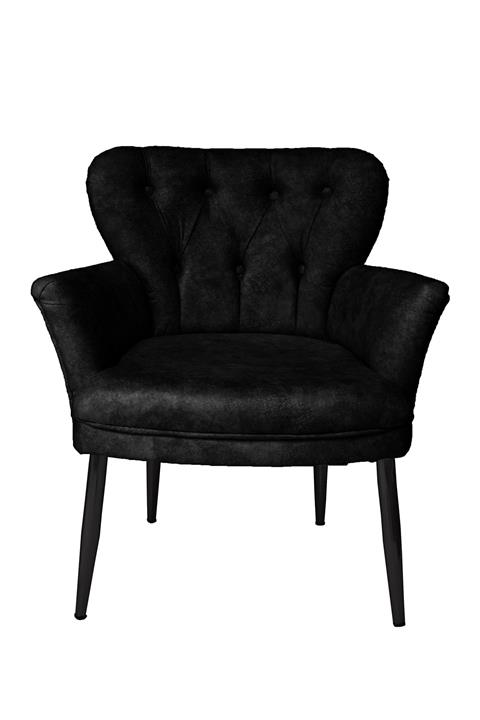 Olinpa Kollu Berjer Balkon Ofis Cafe Bahçe Tekli Koltuk Siyah Metal Ayak