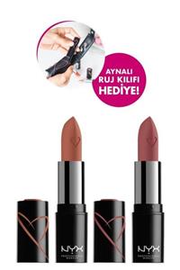 NYX Professional Makeup Nyx Ruj Shout Loud Satin Lipstick 4 Chic + 3 Silk + Aynalı Ruj Kılıfı