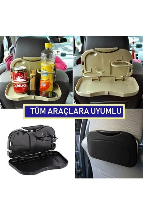 Neler Geldi Neler Oto Araba Koltuk Arkası Katlanabilir Tepsi Araç Içi Bardak Tutucu Yemek Masası Koltuk Tepsi Siyah