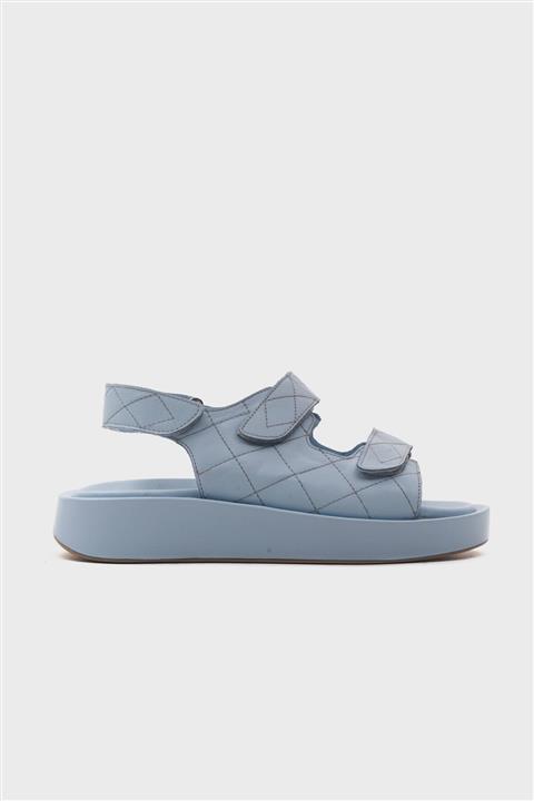 LuviShoes Kadın Mavi Hakiki Deri Sandalet