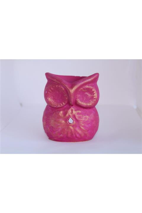 Yalova Model Fuşya Altın Detaylı Baykuş Buhurdanlık