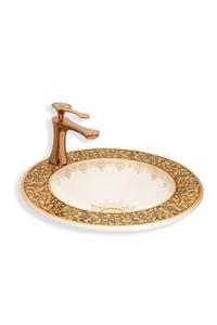 EVA BANYO Lena Yarımtezgah Üstü Lavabo Beyaz&gold E-3055a