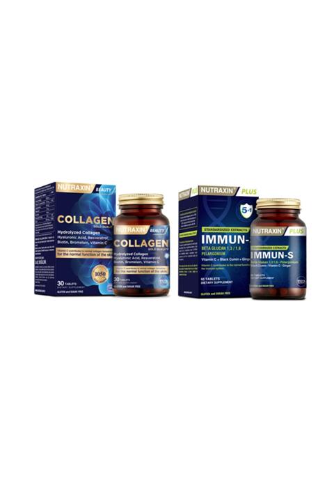 Nutraxin Hidrolize Kolajen Hyaluronic Acid 30 Tablet + 1,3 - 1,6 Beta-glukan Içeren Immun-s 60 Tablet
