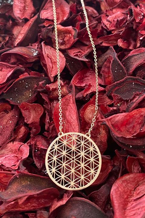 Fatma Aydın Yaşam Çiçeği Goldrose Kolye - Paslanmaz Çelik