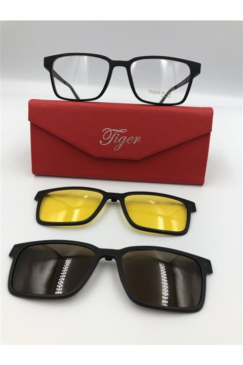 Tiger Tıger Plus Klipsli Antirefle Polarize Siyah Unisex Güneş Gözlüğü0 4016-51-19-140