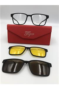 Tiger Tıger Plus Klipsli Antirefle Polarize Siyah Unisex Güneş Gözlüğü0 4016-51-19-140