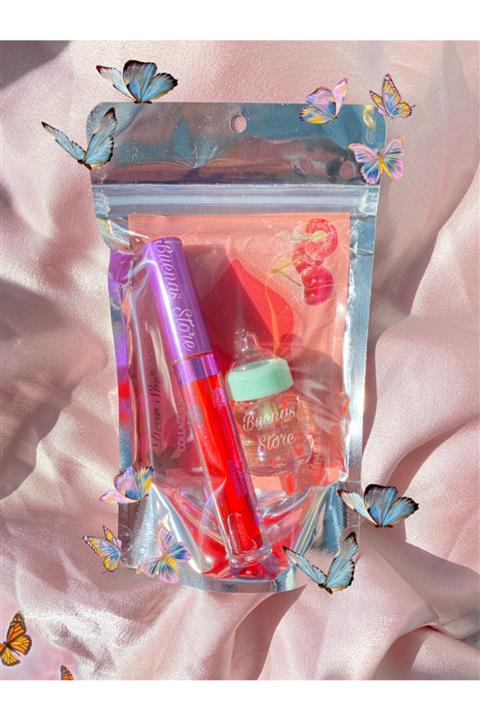 buenas store Shea Butter & E Vitaminli Lip Gloss Çilek Aromalı Sihirli Ruj Dudak Maskesi