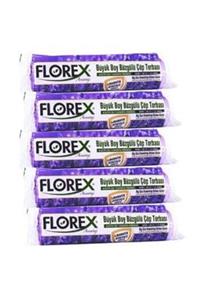 Florex Büyük Boy Büzgülü Çöp Torbası 10'lu 5 Paket