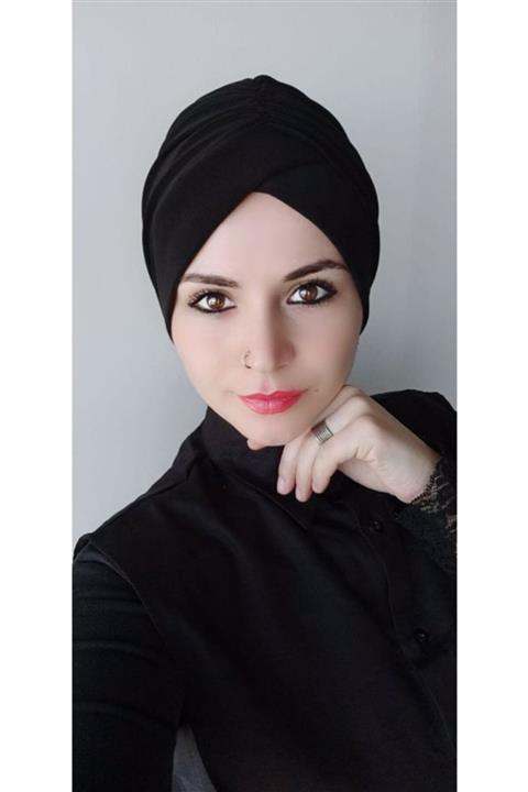 BUTİK AYVİTRİN Kadın Siyah Tesettür Çapraz Bone