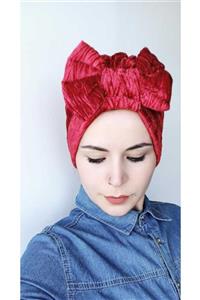 BUTİK AYVİTRİN Kadın Bordo Kadife Fiyonklu Bone