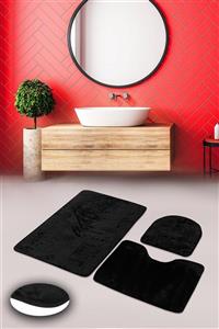 İLERİ STORE Plain 3'lü Set Kaymaz Tabanlı Klozet Takımı Banyo Paspas Seti Halısı