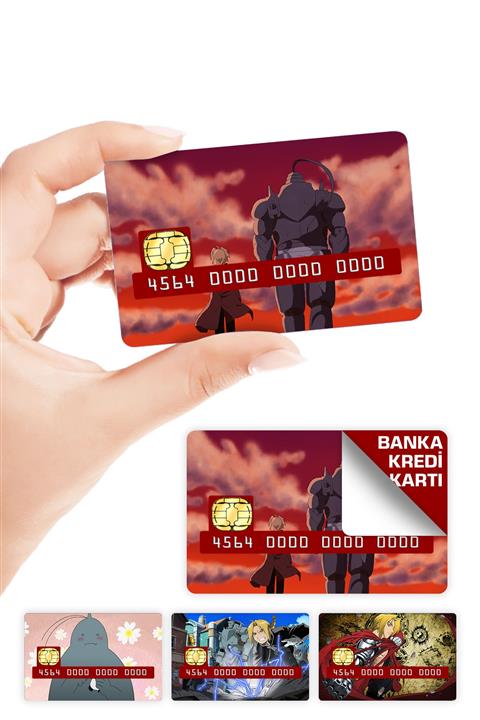 ZipZap Fullmetal Alchemist Brotherhood Kredi Kartı Kaplama Sticker 4 Adet
