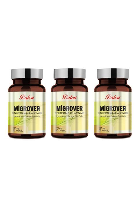 Balen 3 Adet Migrover Bitki Ekstraktları-vitamin 720 Mg 60 Kapsül