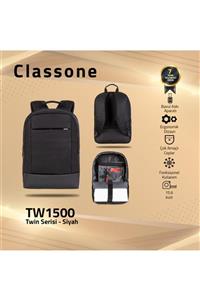 Classone Unisex Siyah Twincolor 15.6 Inç Uyumlu Laptop Notebook Sırt Çantası  Bp-tw1500