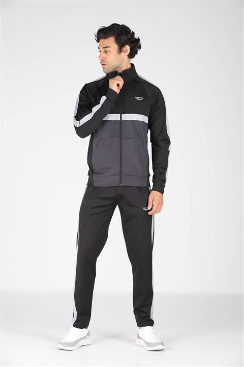 COMPLEX Erkek [siyah-antresit Parçalı] Gögsü Garnili Dalgıç Kumaş Eşofman Takımı