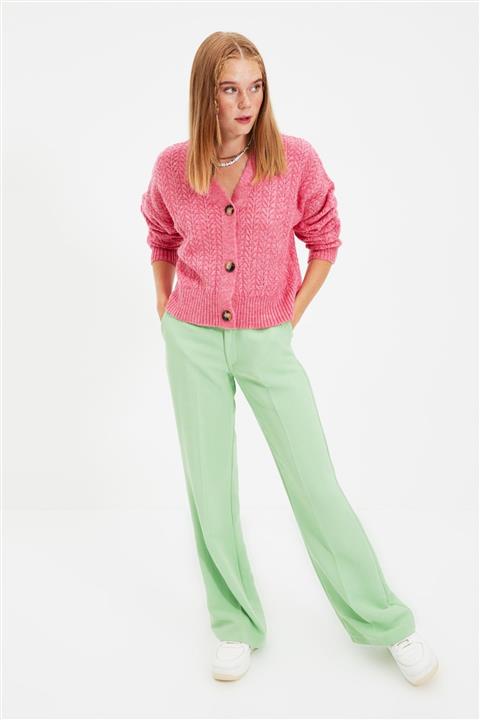 TRENDYOLMİLLA Pembe Örgü Detaylı Triko Hırka TWOAW21HI0089