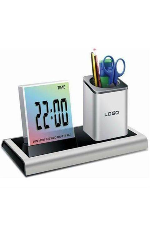 yakpen Led Işıklı Masa Saati Dijital Masa Saati Kalemlik