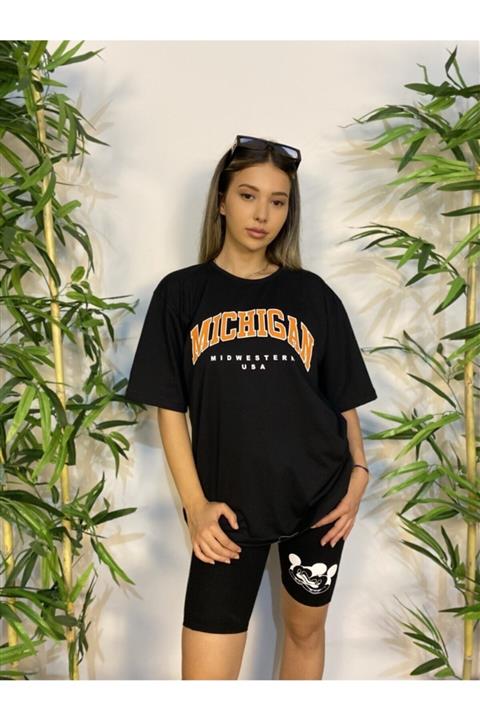 AFROGİYİM Michigan Siyah Oversize T-shirt