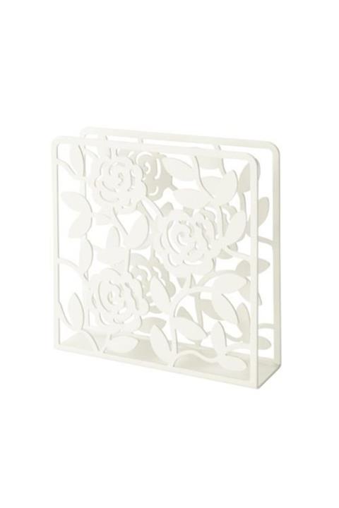 mutfak Liksidig Gül Desenli Beyaz Dekoratif Peçetelik