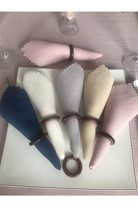 etuval 6'lı Dertsiz Kumaş Peçetelik Gri 30x30 Cm (ahşap Yüzük Dahildir)