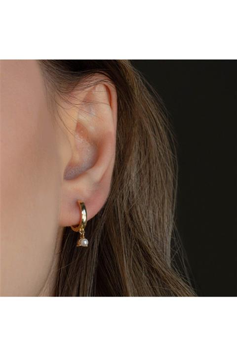 Safir Kuyumculuk Kadın Altın Incili Halka Küpe