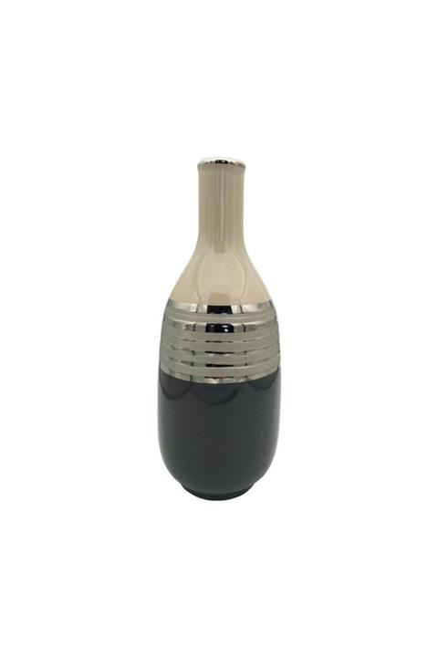 Fidex Home Seramik Vazo Koyu Krem-Gri 29cm M1