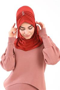 LadyColor Kelebek Taşlı Hijap Tesettür Bone Turuncu
