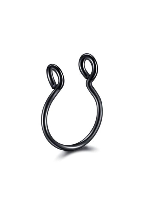Jaida Moda Siyah 316l Cerrahi Çelik Hızma Burun Septum Halka Sahte Fake Piercing
