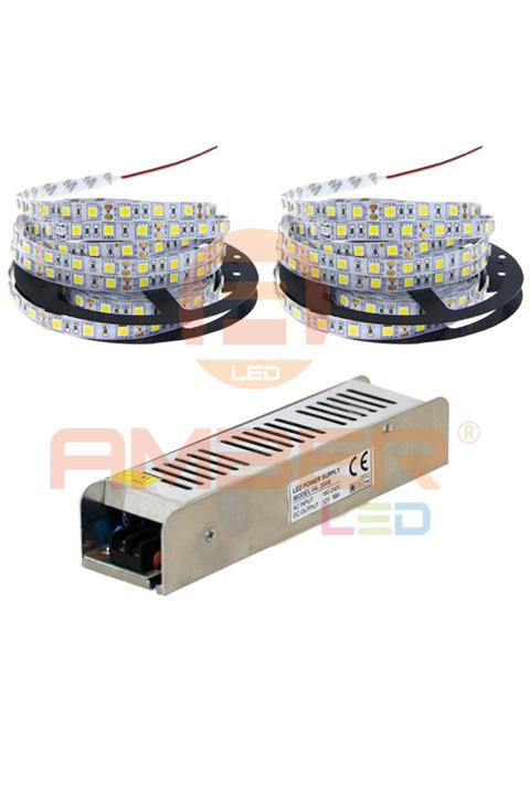 AmberLED Şerit Led 3 Çipli Iç Mekan Yeşil 10 Metre + 12v 12.5 Amper 150 Watt Led Trafo