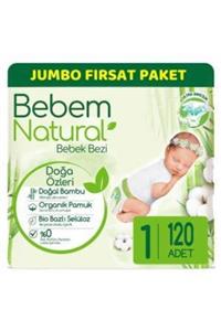 Bebem Natural Bebek Bezi 1 Beden Yenidoğan 2-5 Kg 120 Adet