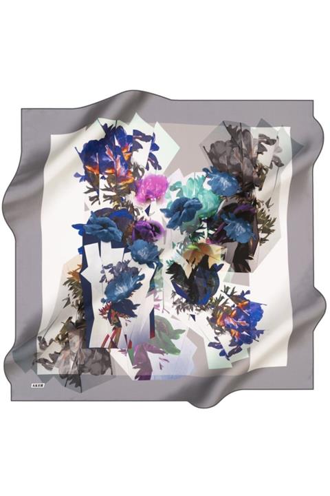 Aker Kadın Gri İpek Saten Eşarp 8259701-372 90x90 cm