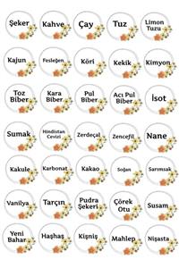LALEZEN 45 Çeşit Mutfak Kavanoz Baharatlık Sticker - Baharat Bakliyat Etiket - Hediyeli Gönderim-