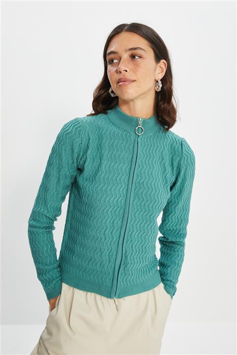 TRENDYOLMİLLA Mint Fermuarlı Triko Hırka TWOAW22HI0420